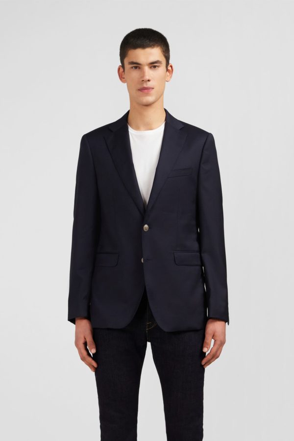 Blazer Bleu Marine 100 % Laine Eden Park