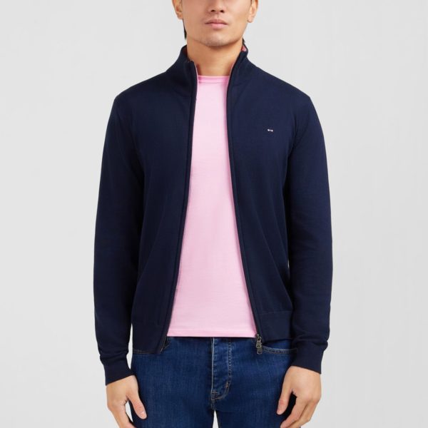 Cardigan Bleu Marine Zippé En Coton Eden Park