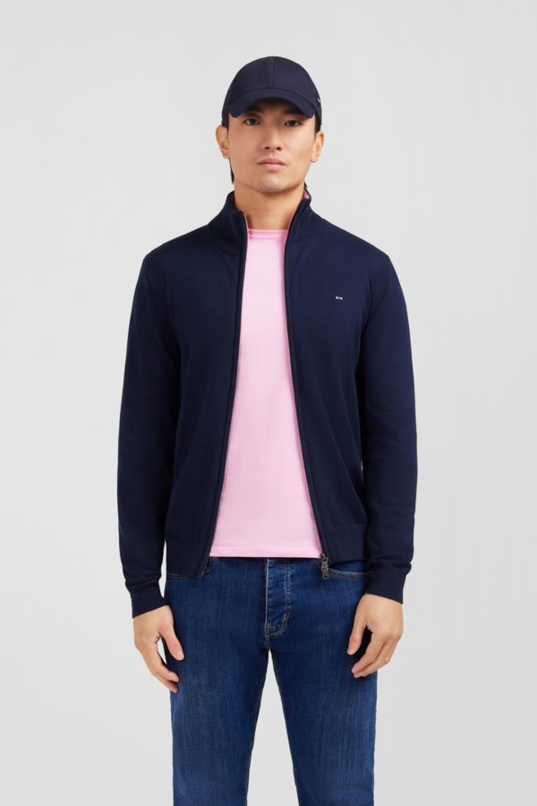 Cardigan Bleu Marine Zippé En Coton Eden Park