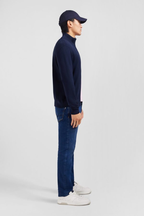 Cardigan Bleu Marine Zippé En Coton Eden Park – Image 4