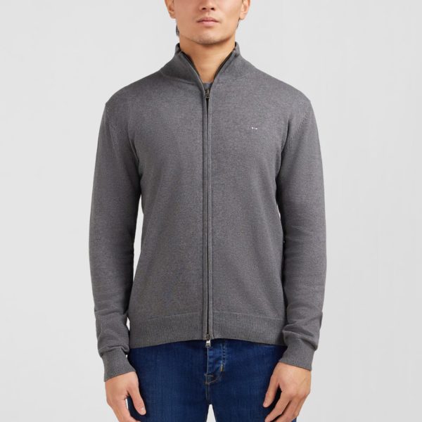 Cardigan Gris Zippé En Coton Eden Park