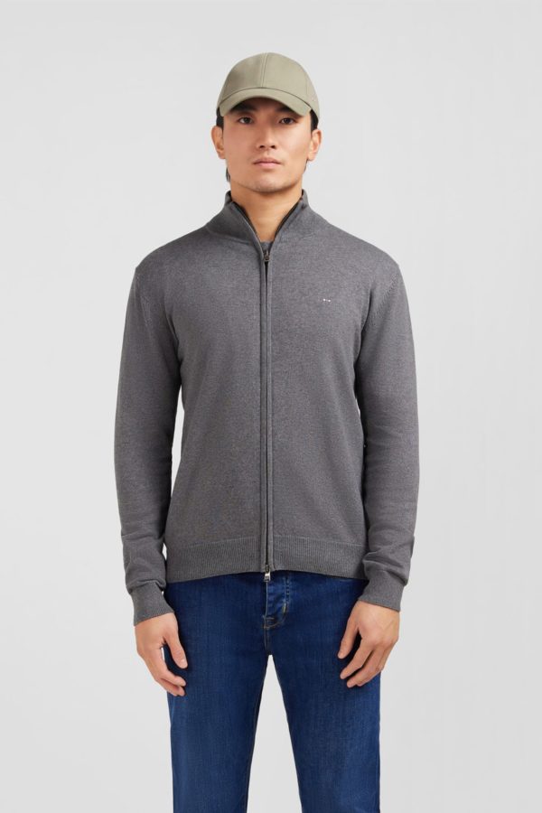 Cardigan Gris Zippé En Coton Eden Park