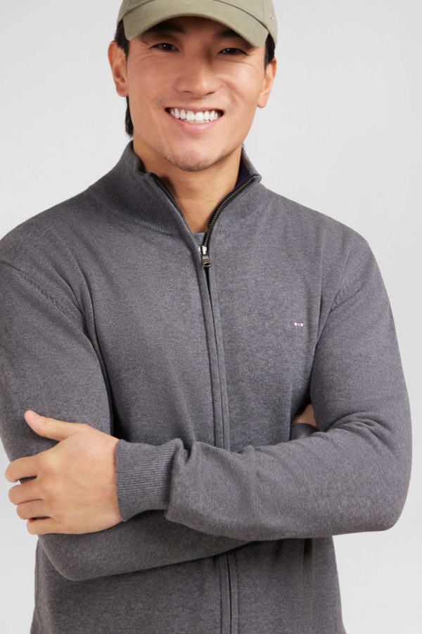 Cardigan Gris Zippé En Coton Eden Park – Image 2