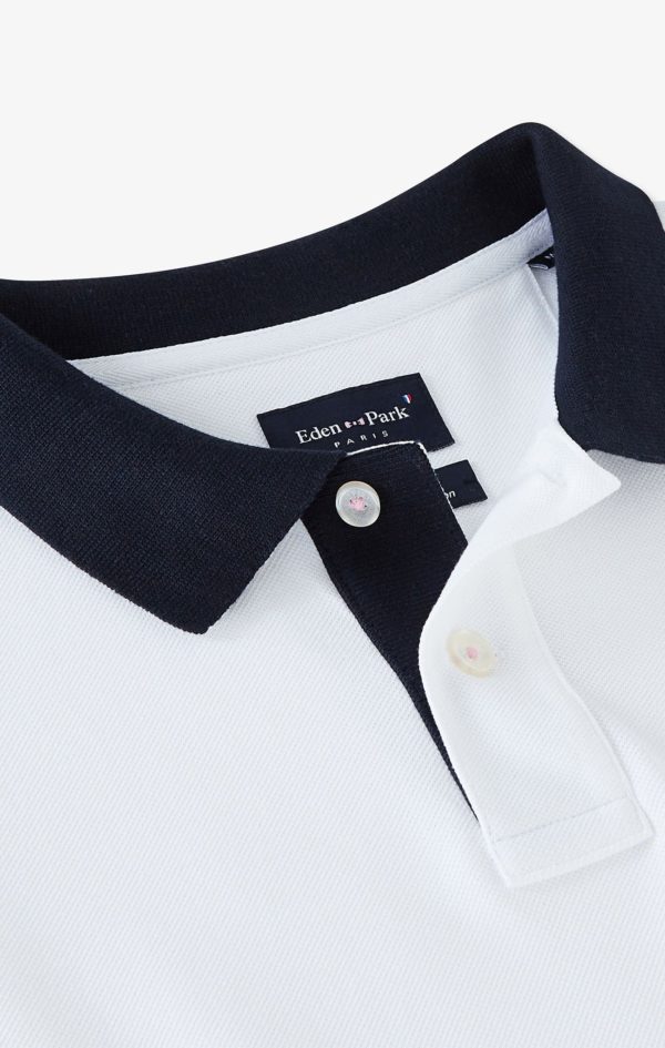 Polo Blanc En Coton Pima Avec Détails Contrastés Eden Park – Image 5