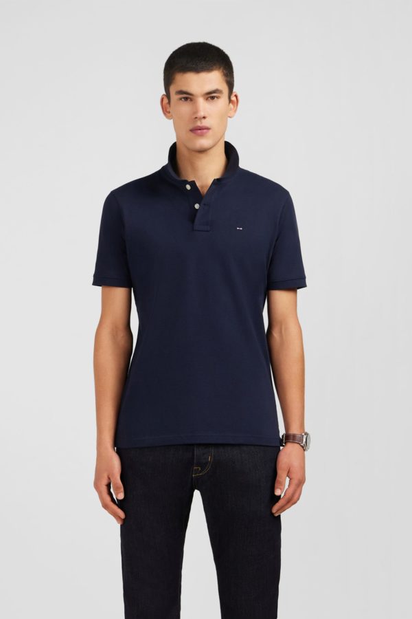 Polo Bleu Marine En Coton Pima Stretch Eden Park