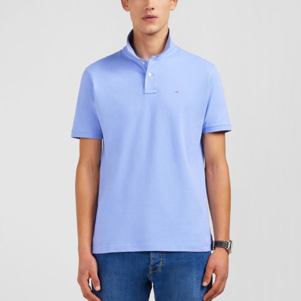 Polo Bleu En Coton Pima Stretch Eden Park