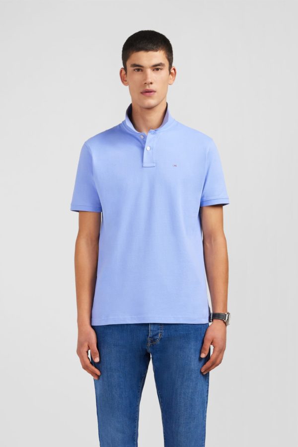 Polo Bleu En Coton Pima Stretch Eden Park
