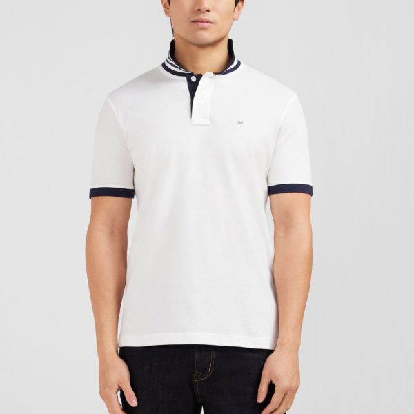 Polo Blanc En Coton Pima Avec Détails Contrastés Eden Park
