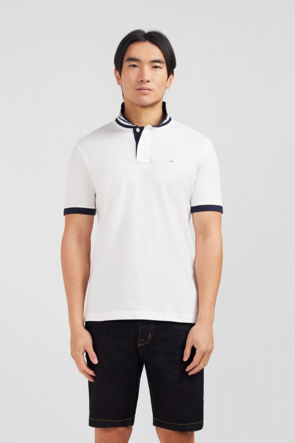 Polo Blanc En Coton Pima Avec Détails Contrastés Eden Park