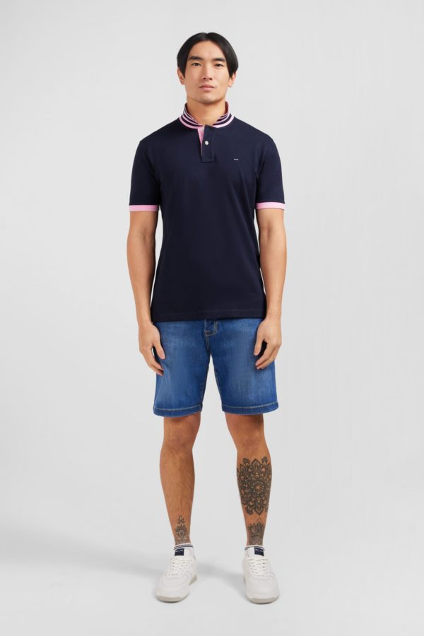 Polo Bleu Marine En Coton Pima Avec Détails Contrastés Eden Park – Image 8