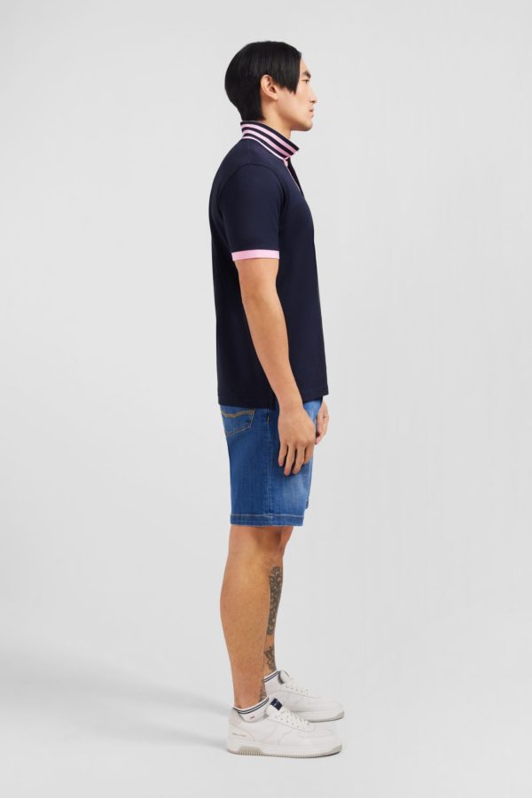 Polo Bleu Marine En Coton Pima Avec Détails Contrastés Eden Park – Image 4