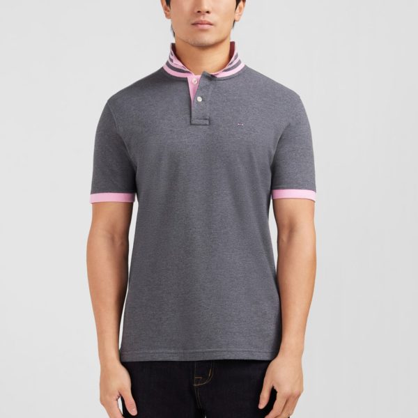 Polo Gris En Coton Pima Avec Détails Contrastés Eden Park