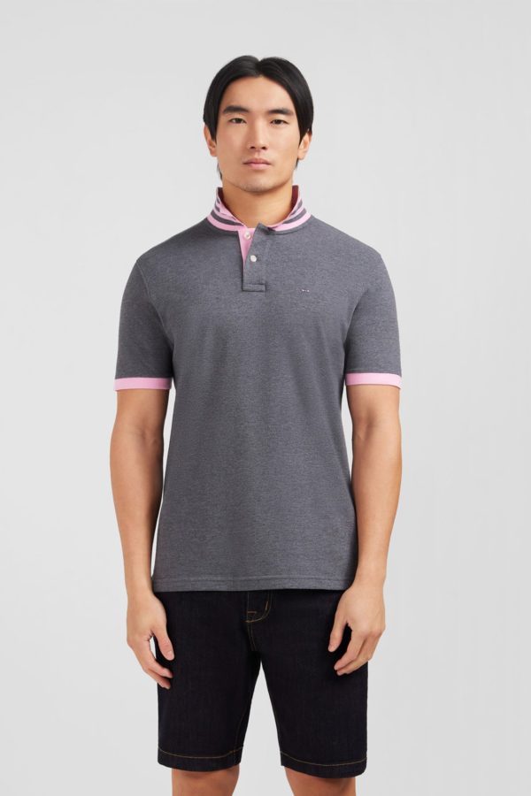 Polo Gris En Coton Pima Avec Détails Contrastés Eden Park