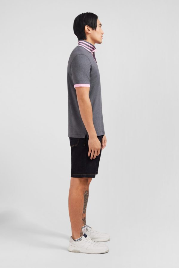 Polo Gris En Coton Pima Avec Détails Contrastés Eden Park – Image 4