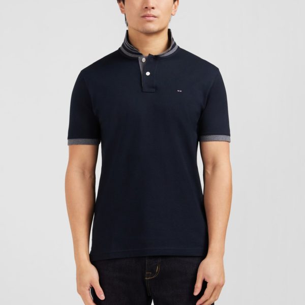 Polo Noir En Coton Pima Avec Détails Contrastés Eden Park