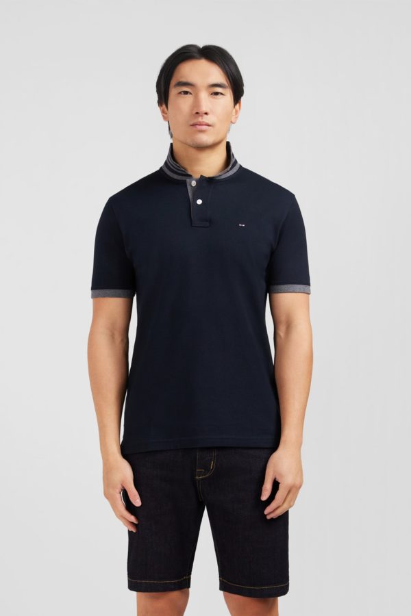 Polo Noir En Coton Pima Avec Détails Contrastés Eden Park