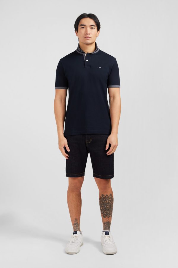 Polo Noir En Coton Pima Avec Détails Contrastés Eden Park – Image 6