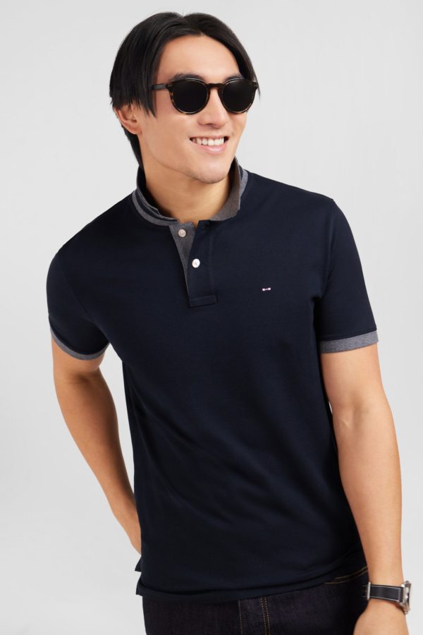 Polo Noir En Coton Pima Avec Détails Contrastés Eden Park – Image 2