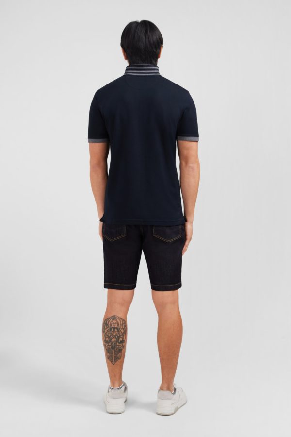 Polo Noir En Coton Pima Avec Détails Contrastés Eden Park – Image 5