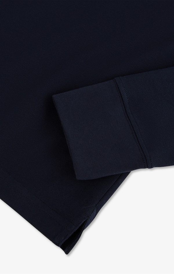Polo Manches Longues Bleu Marine En Coton Avec Col Contrasté Eden Park – Image 8