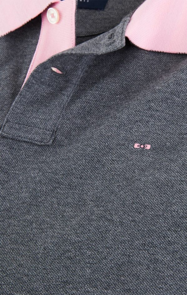 Polo Manches Longues Gris En Coton Avec Col Contrasté Eden Park – Image 7