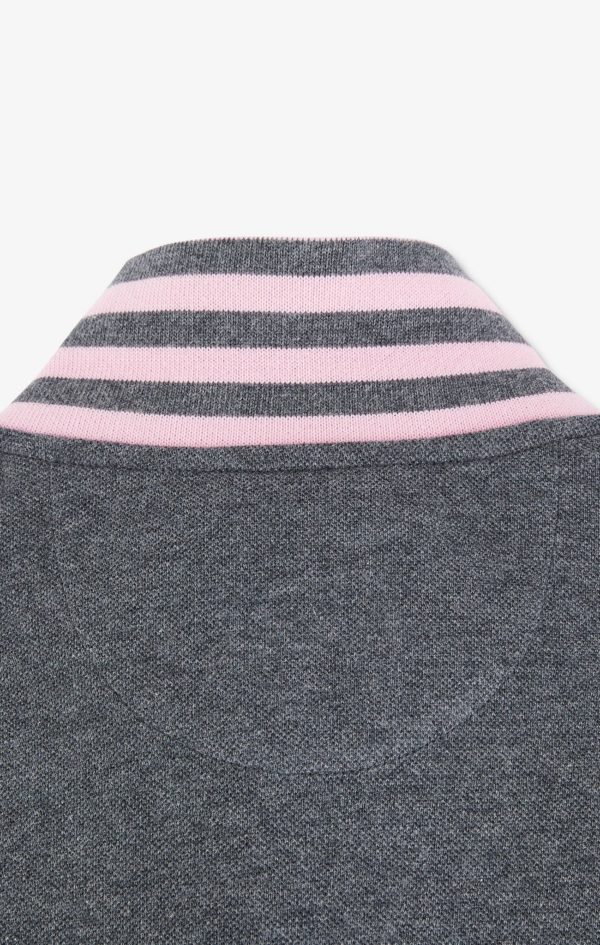 Polo Manches Longues Gris En Coton Avec Col Contrasté Eden Park – Image 8