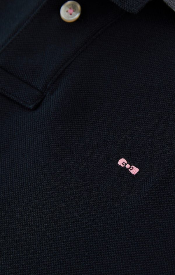 Polo Manches Longues Noir En Coton Avec Col Contrasté Eden Park – Image 7