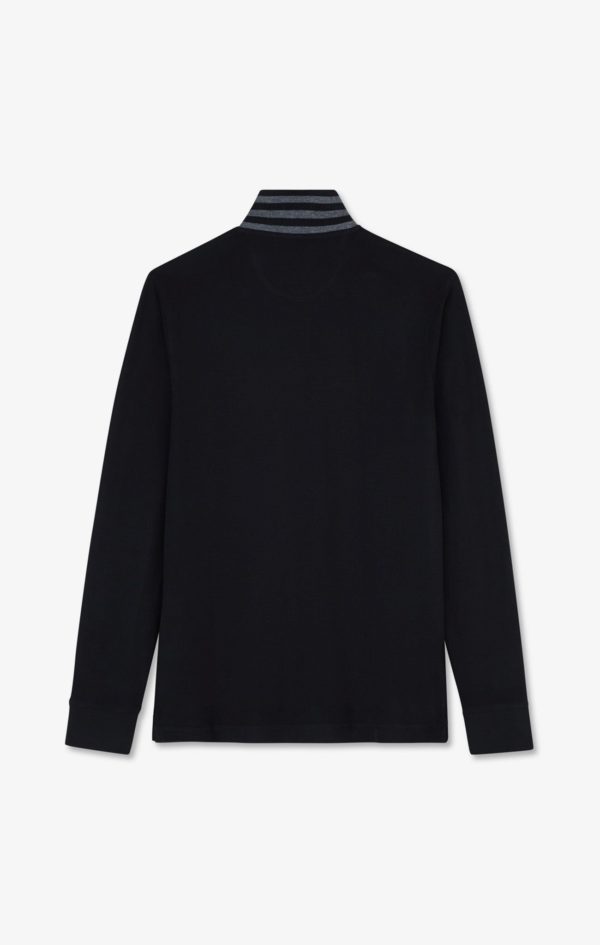 Polo Manches Longues Noir En Coton Avec Col Contrasté Eden Park – Image 3