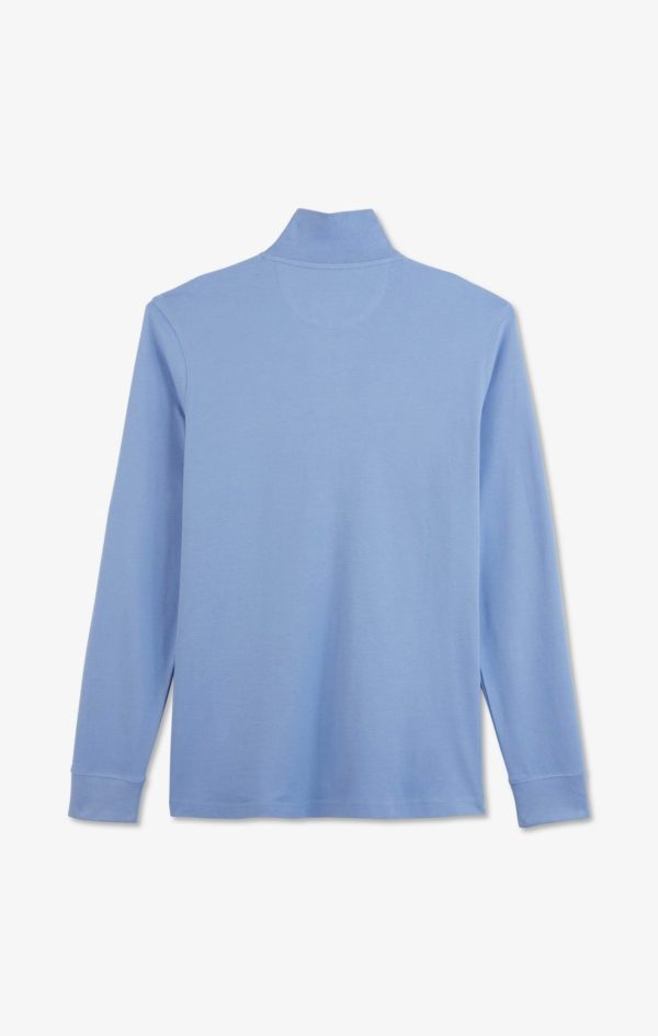 Polo Manches Longues Bleu Uni En Piqué De Coton Stretch Eden Park – Image 3