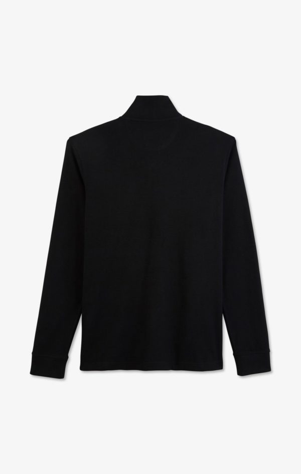 Polo Manches Longues Noir Uni En Piqué De Coton Stretch Eden Park – Image 3