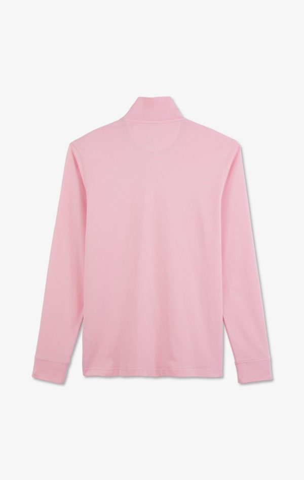 Polo Manches Longues Rose Uni En Piqué De Coton Stretch Eden Park – Image 3