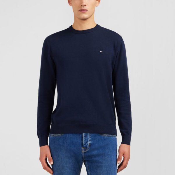 Pull Bleu Marine À Col Rond En Coton Eden Park
