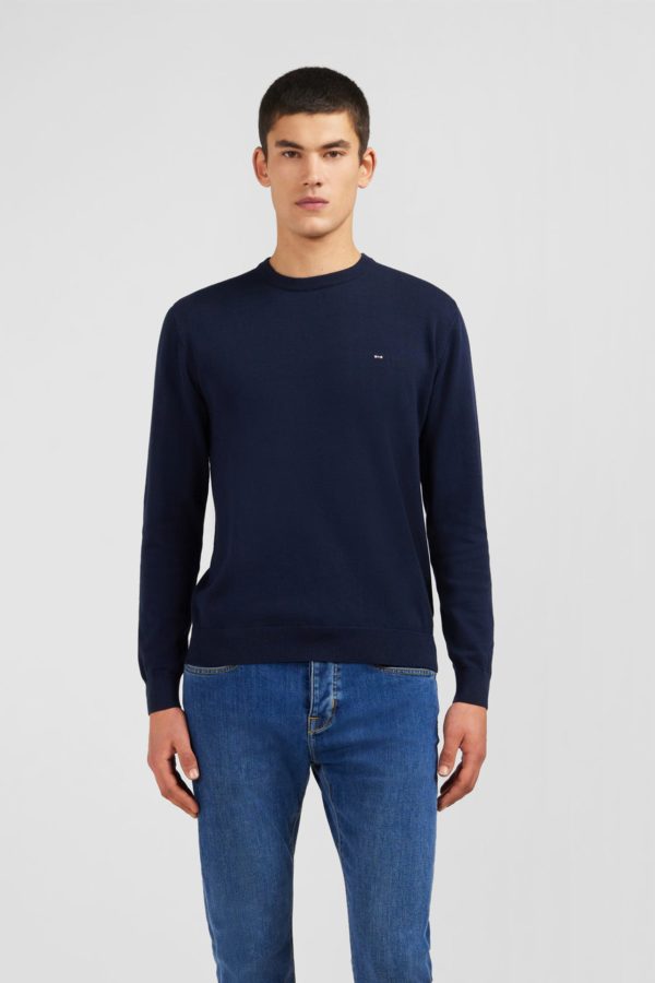 Pull Bleu Marine À Col Rond En Coton Eden Park