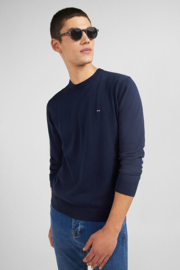Pull Bleu Marine À Col Rond En Coton Eden Park – Image 2