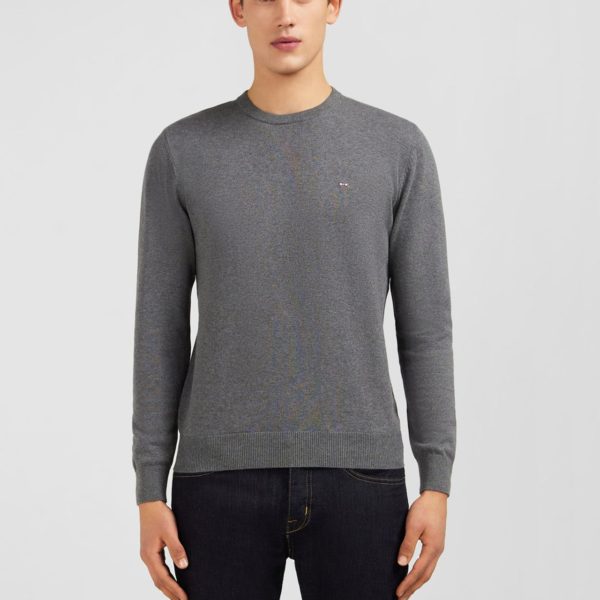 Pull Gris À Col Rond En Coton Eden Park