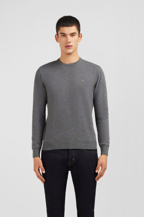 Pull Gris À Col Rond En Coton Eden Park