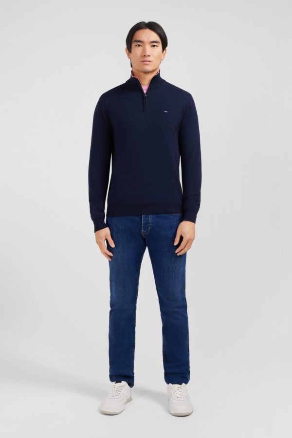 Pull Bleu Marine À Col Camionneur En Coton Eden Park – Image 6