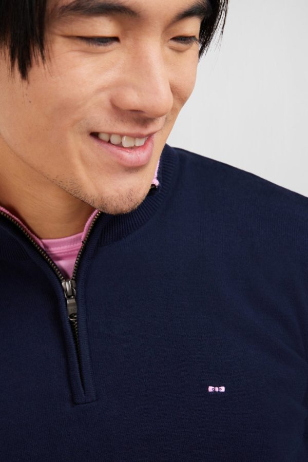 Pull Bleu Marine À Col Camionneur En Coton Eden Park – Image 2