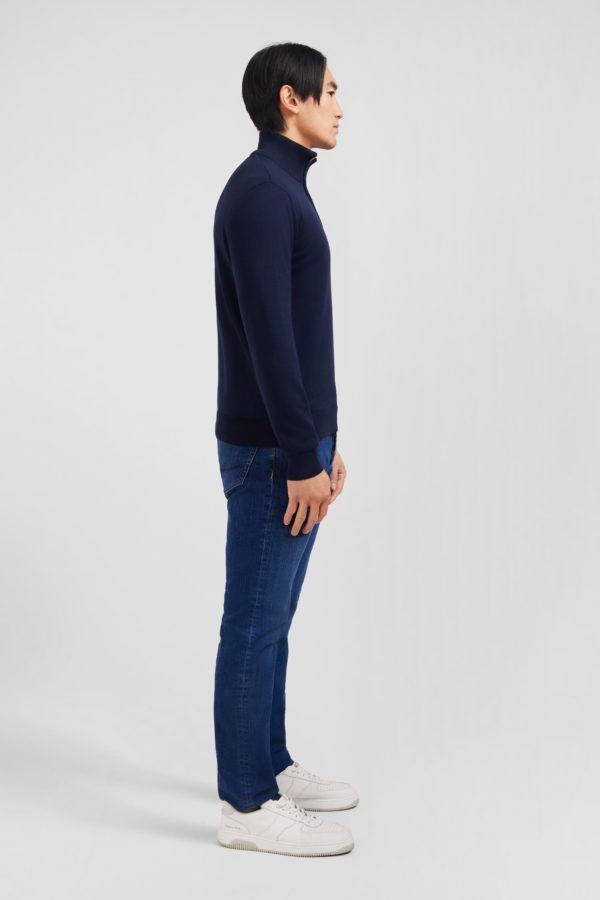 Pull Bleu Marine À Col Camionneur En Coton Eden Park – Image 4