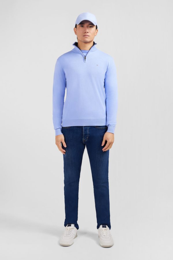 Pull Bleu À Col Camionneur En Coton Eden Park – Image 6