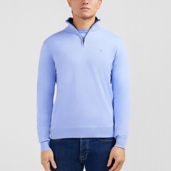 Pull Bleu À Col Camionneur En Coton Eden Park