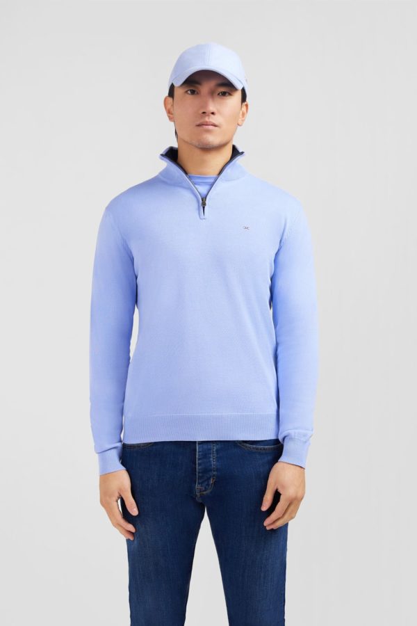Pull Bleu À Col Camionneur En Coton Eden Park