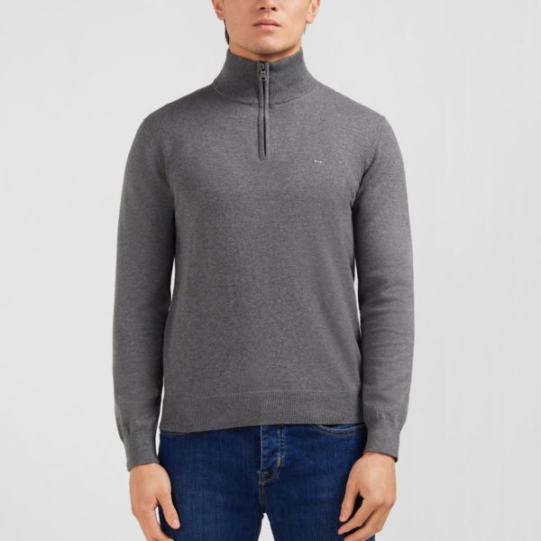 Pull Gris À Col Camionneur En Coton Eden Park