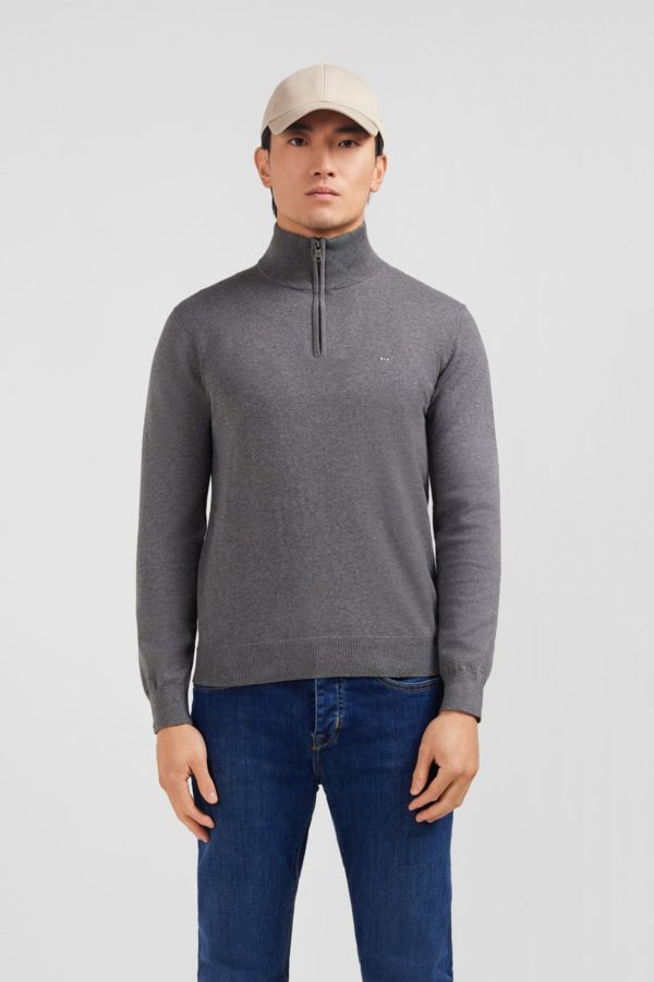 Pull Gris À Col Camionneur En Coton Eden Park