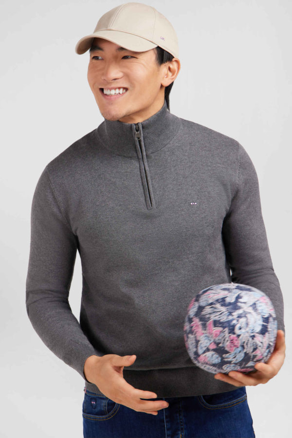 Pull Gris À Col Camionneur En Coton Eden Park – Image 2
