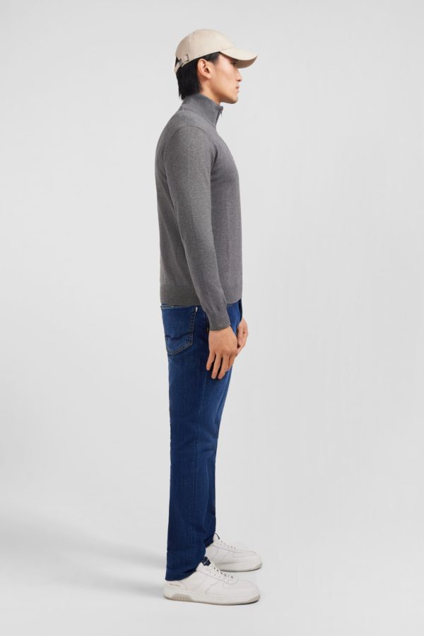 Pull Gris À Col Camionneur En Coton Eden Park – Image 4