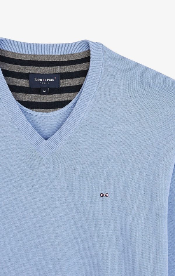 Pull Bleu À Col V En Coton Eden Park – Image 7