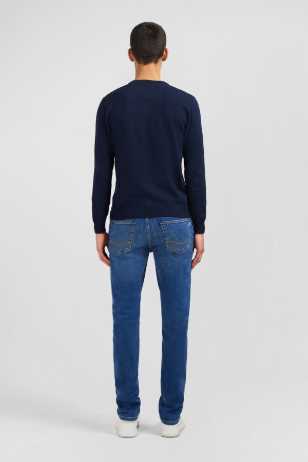 Pull Bleu Marine À Col V En Coton Eden Park – Image 5