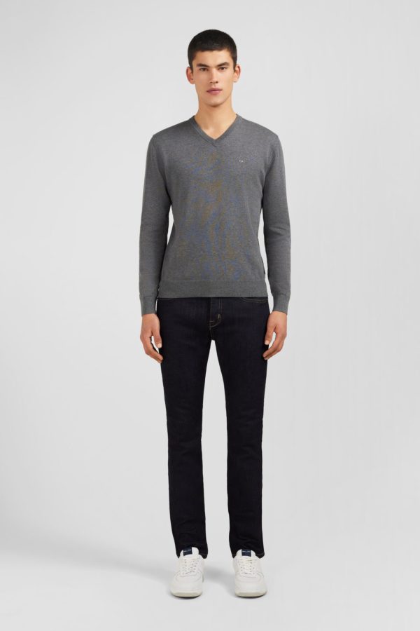 Pull Gris À Col V En Coton Eden Park – Image 6