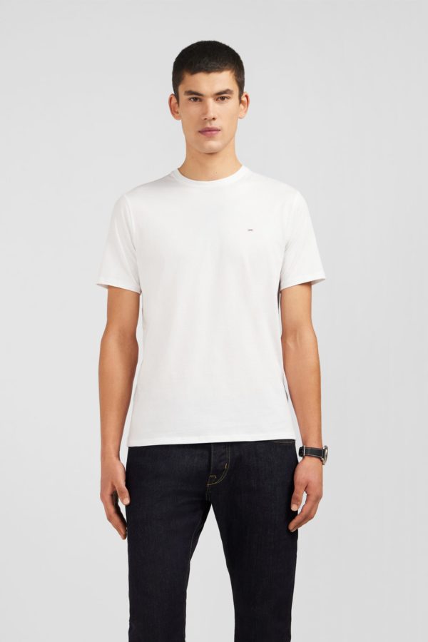 T-shirt Blanc Col Rond À Manches Courtes Eden Park